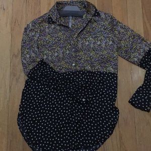 Cop Copine floral and poka dotted silk shirt